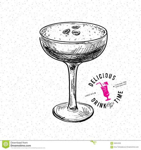 Hand Gezeichnete Illustration Des Cocktails Vektor Abbildung