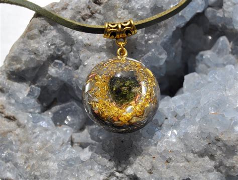 Genuine Moldavite Orgonite Orgone Pendant Necklace Unisex Etsy