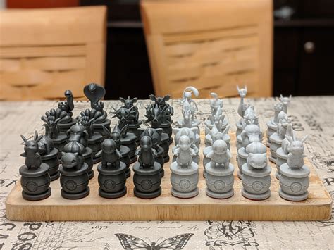 Pokemon Chess Set D Print Chess D Pokemon Printed Build Own