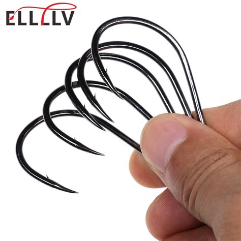 Elllv 20pcs High Carbon Steel Black Red Nickel Octopus Beak Hook Offset