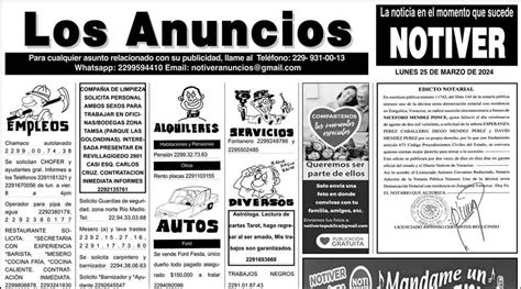 LOS ANUNCIOS AVISOS Y DEMÁS LUNES 25 DE MARZO 2024