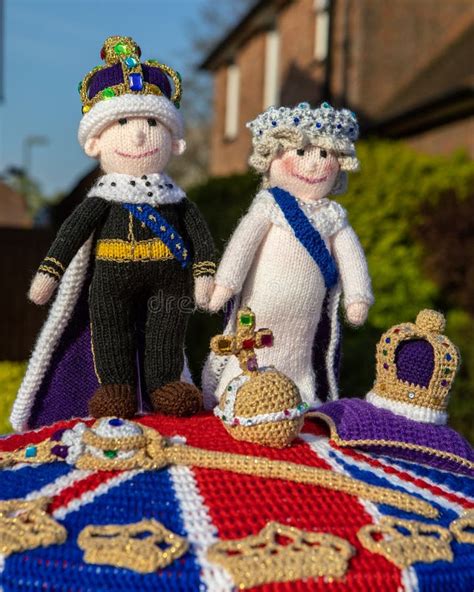 Knitted Post Box Topper For The Coronation Of Charles III Editorial