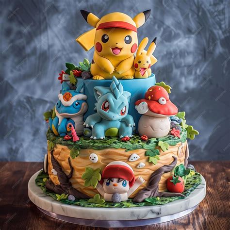 Pokemon Birthday Cake Showcase Premium Ai Generated Image