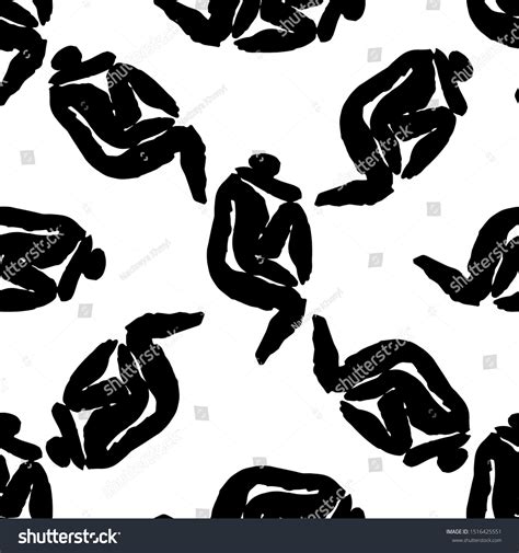 Sitting Female Nude Seamless Vector Pattern Stock Vector Royalty Free Shutterstock