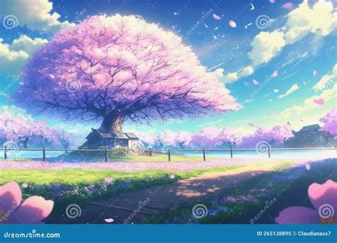 Anime Cherry Blossom Tree Background