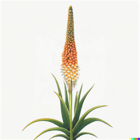 Preston DALLE Botanical Illustration Of Kniphofia Orange Vanilla