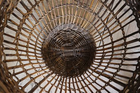 Large Late 19th Century French Round Log Laundry Basket In Wicker