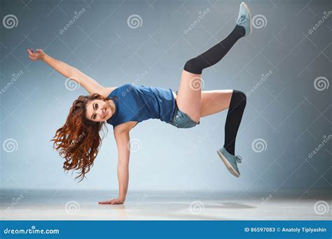 Twerk Redhead Woman In Jeans Shorts Stock Image Image Of Attractive