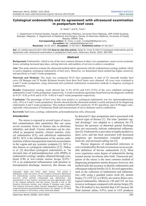 PDF Cytological Endometritis And Its Agreement With Ultrasound