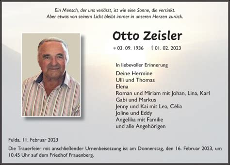 Traueranzeigen Von Otto Zeisler Trauer36 De