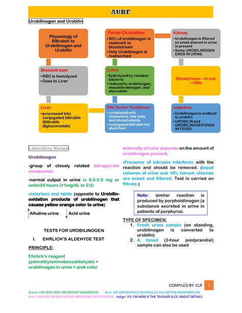 AUBF Urobilinogen AND Urobilin - Urobilinogen and Urobilin COMPILED BY ...