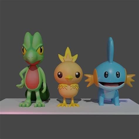 Pokemon Hoenn Starters 3d Model 3d Printable Cgtrader