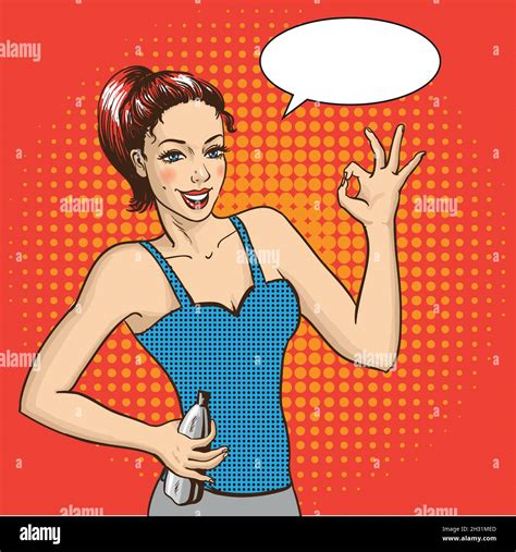 Woman Smiles And Shows Ok Hand Sign With Speech Bubble Vector