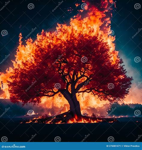 Tree On Fire Stock Illustration Illustration Of Night 276081471