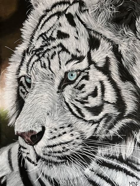 White Tiger Painting by Simones Drawings | Saatchi Art