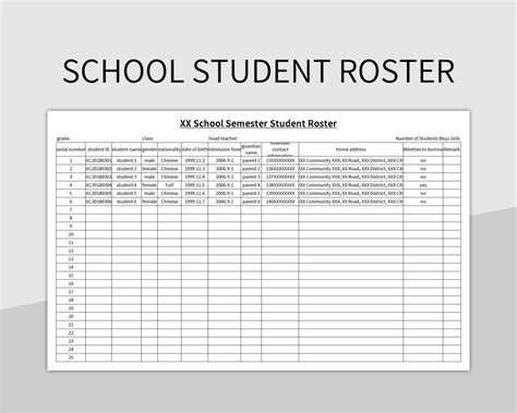 School Student Roster Excel Template And Google Sheets File For Free