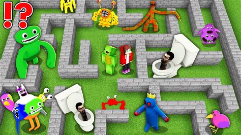 Jj And Mikey Survival In Maze With Garten Of Banban And Skibidi Toilet In