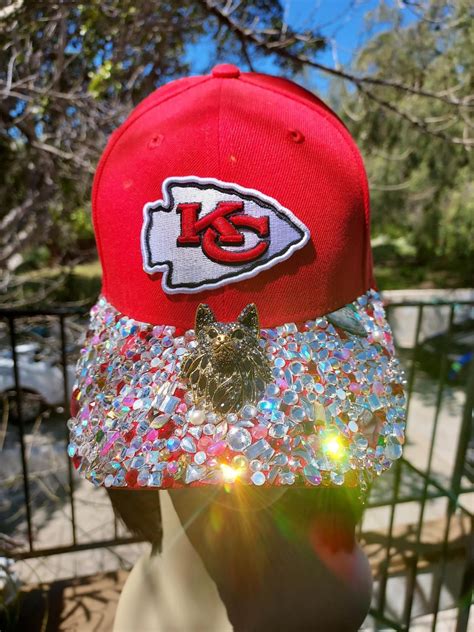 Kansas City Chiefs Hat with a Wolf on the top - Diamond Ice Couture