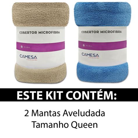 Kit 2 Manta Cobertor Casal Microfibra Soft Macia 180x220cm em Promoção