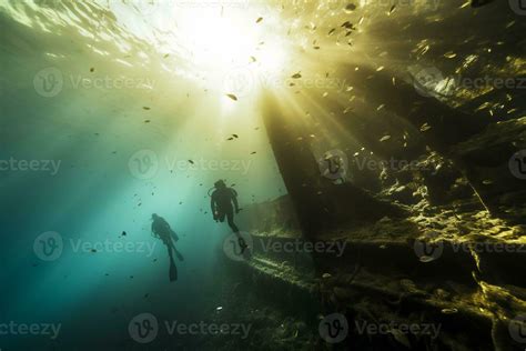 Free Diver Exploring A Shipwreck AI Generative 31563499 Stock Photo At