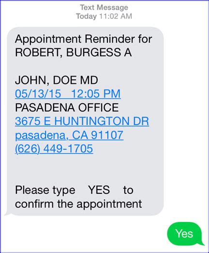 Text Message Reminder With Confirmation