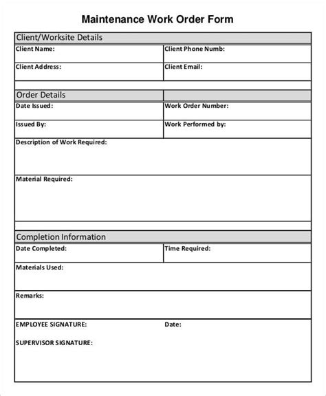 11 Job Order Forms Free Sample Example Format Download