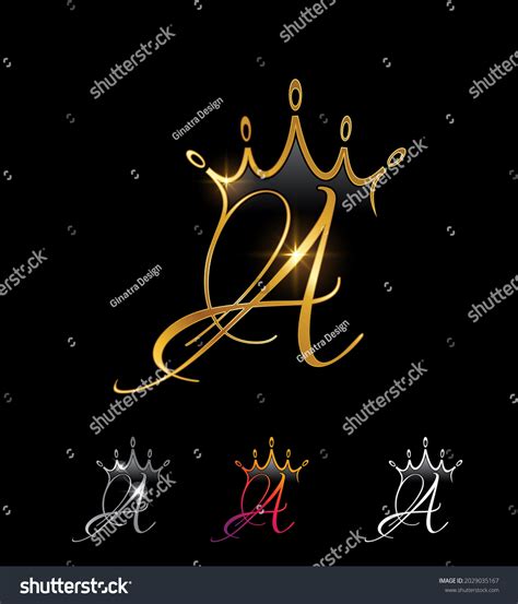 Vector Illustration Set Golden Monogram Crown Stock Vector Royalty