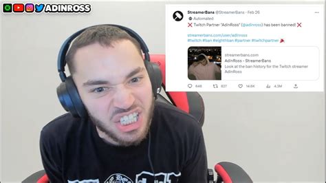 Adin Ross React On His Twitch Ban Youtube