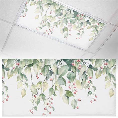 1 Pack Green Eucalyptus Fluorescent Light Covers for Ceiling Lights