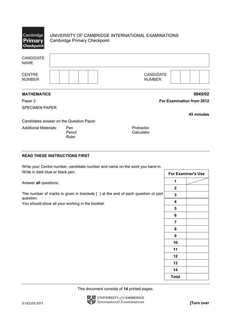 Cambridge Checkpoint Past Papers English Grade 7 7