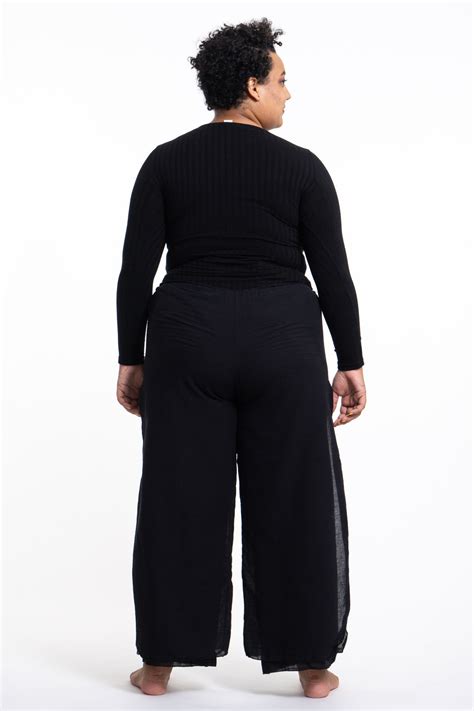 Plus Size Womens Thai Harem Double Layers Palazzo Pants In Solid Blac Harem Pants