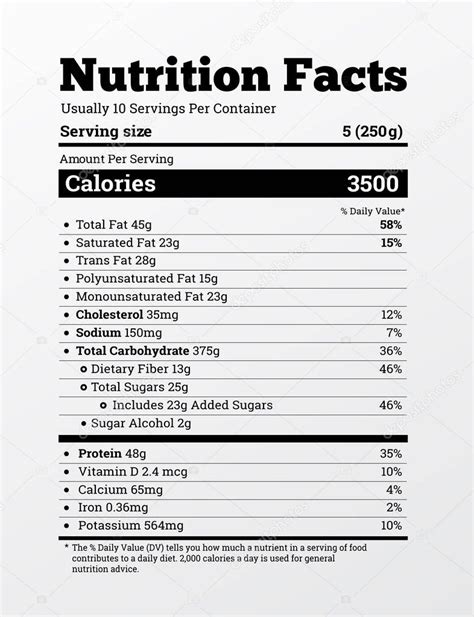 Informaci N Nutricional Etiqueta Dise O Vector Ilustraci N Contenido