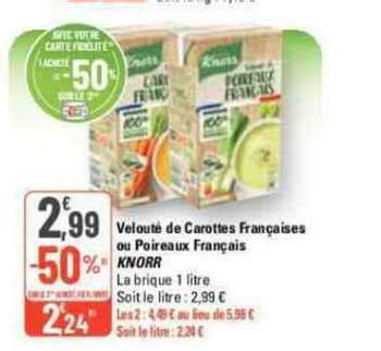 Promo Velouté De Carottes Françaises Ou Poireaux Français Knorr chez