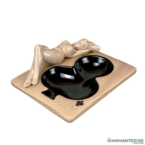 Mid Century Porcelain Nude Pin Up Girl Ace Of Clubs Cigar Ashtray Etsy