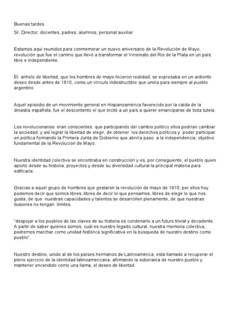 Palabras Alusivas 25 De Mayo Pdf