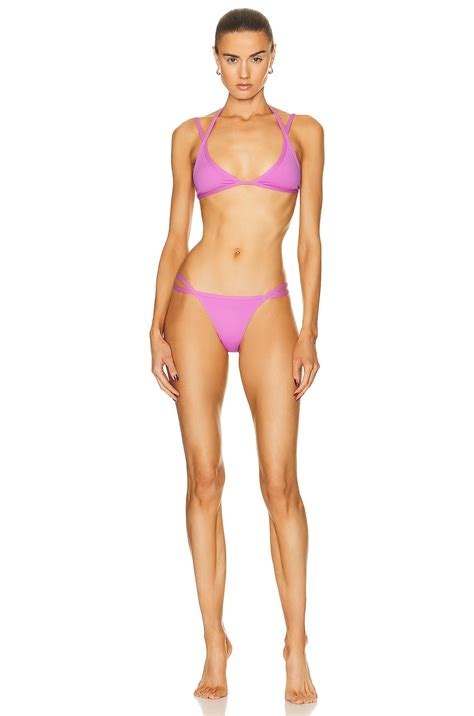 The Attico Strappy Bikini Set In Hot Pink Fwrd