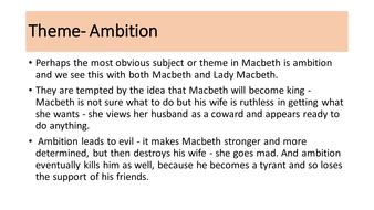 Macbeth themes- ambition, superstition an loyalty | Teaching Resources