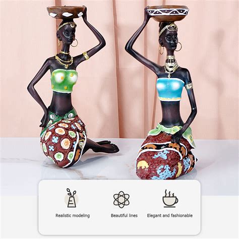 African Women Resin Candle Stand Exquisite Creative Chic For