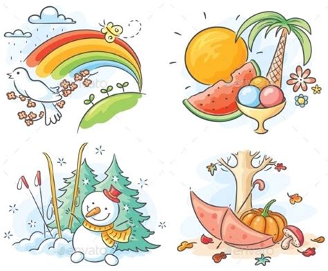 Four Seasons Art Drawings For Kids Drawing For Kids Easy Drawings Dr