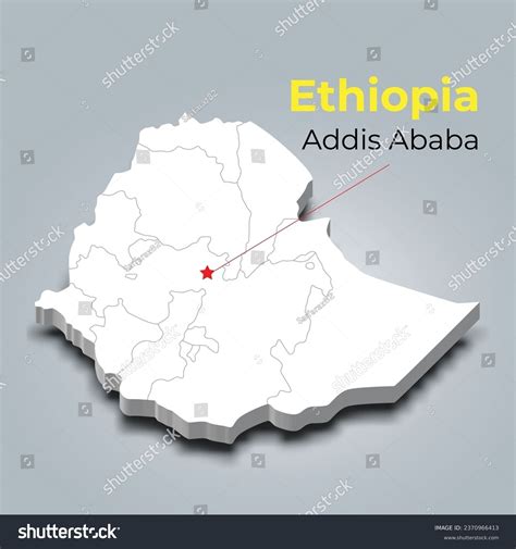 Ethiopia 3d Map With Borders Of Regions And Its Royalty Free Stock