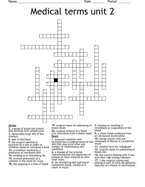 Medical Terminology Crossword Puzzle Prntbl Concejomunicipaldechinu