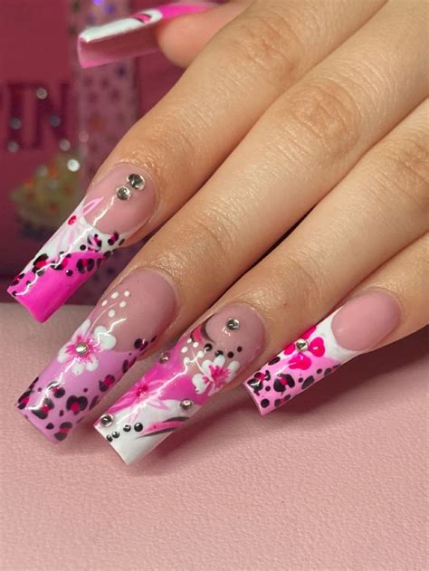 Gorggnailz On IG Pink Y2k 2000s Mcbling Nails Pink Leopard Nails