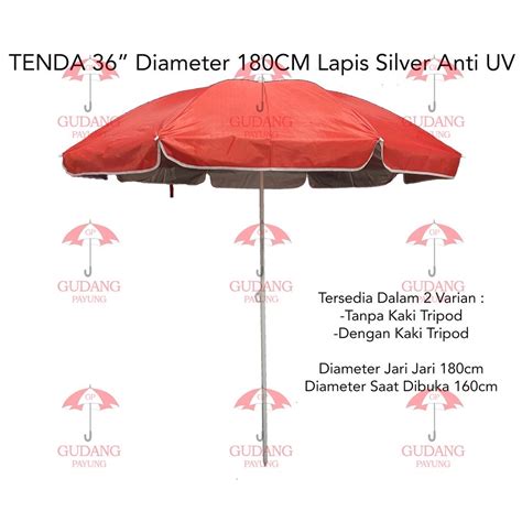 Jual Payung Tenda Pantai Jualan 36 Inch Diameter 180 Cm ANTI UV DALAM