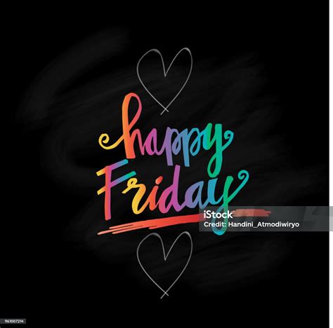 Happy Friday Hand Lettering Positive Quote Stock Illustration