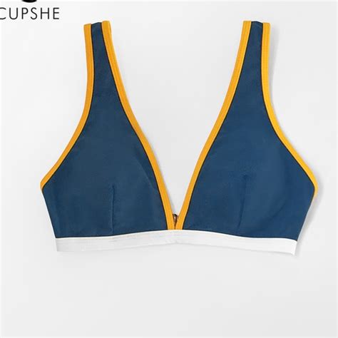 Cupshe Swim Cupshe Triangle Top Navy And Gold Bikini Poshmark
