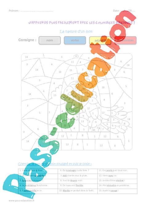 Nature Dun Mot Cm1 Coloriage Magique Pass Education