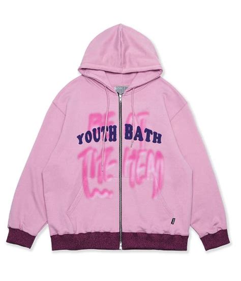 Musinsa Youthbath Brush Logo Hood Zip Up Pink