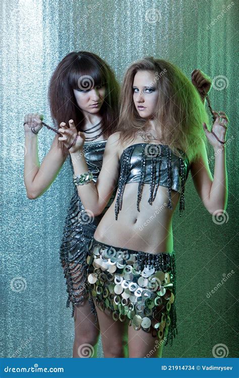 Girls With Metal Fetters Stock Photo Image Of Cute Brunette