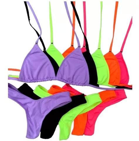 Bikini Triangulo Colaless Tipo V Malla Mujer Verano Colores Cuotas Al