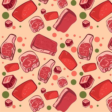 Premium Vector Seamless Pattern With Hand Drawn Meat Products Vector